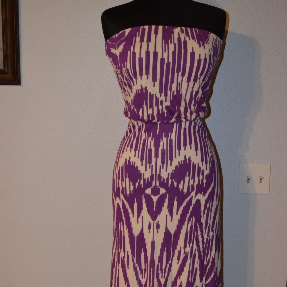 Maxi Dress Size S Velvet Purple Strapless 10%RAYON